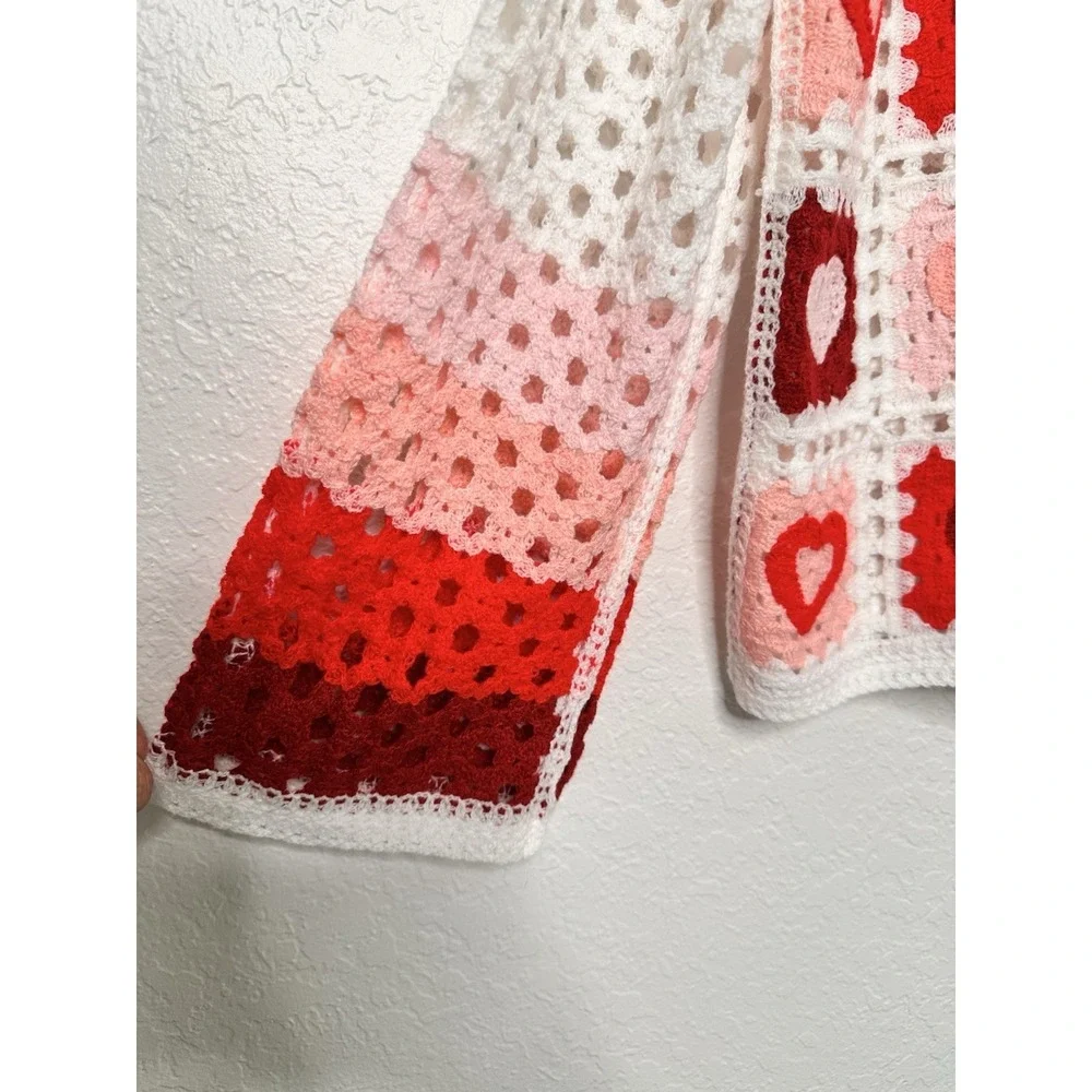 LIV LOS ANGELES Boho Heart Crochet Sweater‎ Cardigan
